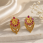 Traditional OneGramGold Ruby Chain Laxmi Earrings